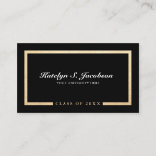 Elegant chic gold black graduation class of name c calling card