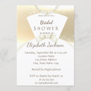 Elegant Chic Gold , Bride Dress   Bridal Shower Invitation