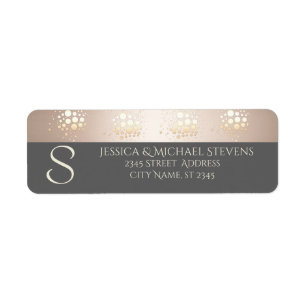Elegant chic gold/bronze confetti monogram wedding