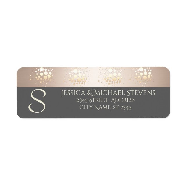 Elegant chic gold/bronze confetti monogram wedding (Front)