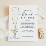 Elegant Chic Gold Brunch and Bubbly Bridal Shower<br><div class="desc">Modern Elegant Champagne Flute Wine Glass Script Calligraphy Brunch and Bubbly Bridal Shower Invitation</div>