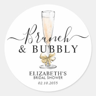 Elegant Chic Gold Brunch and Bubbly Bridal Shower Classic Round Sticker