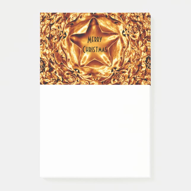 Elegant Chic Gold Copper Christmas Star Shiny Post-it Notes (Front)