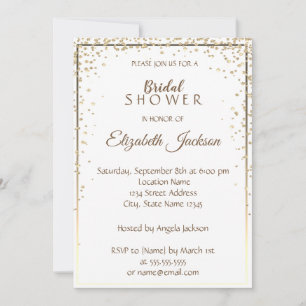 Elegant Chic Gold Diamonds, Frame Bridal Shower Invitation