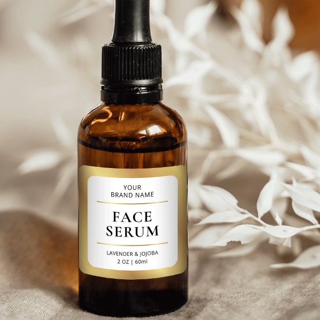 Elegant Chic Gold Face Oil Product Packaging Label (Elegant white and gold product packaging labels suited for any type of product)