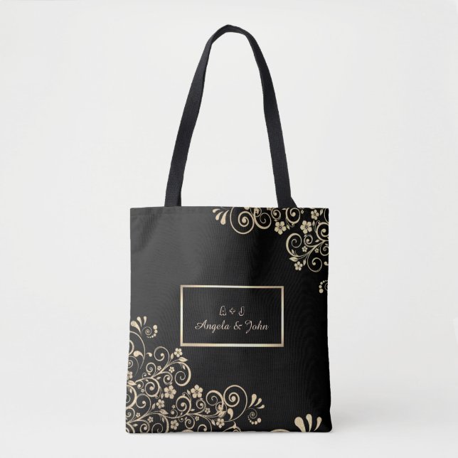 Elegant Chic Gold Flowers , Frame Tote Bag (Front)