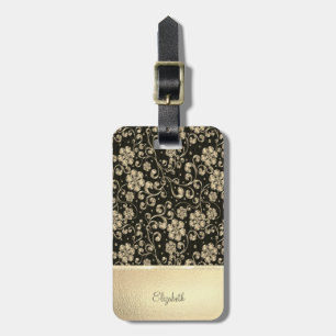 Elegant Chic Gold Flowers - Personalised Luggage Tag