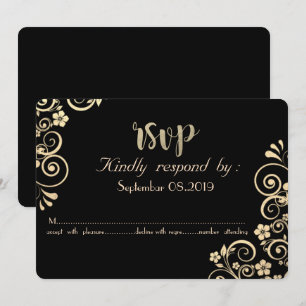 Elegant Chic Gold Flowers RSVP Card