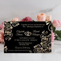 Elegant Chic Gold Flowers  Wedding Invitation