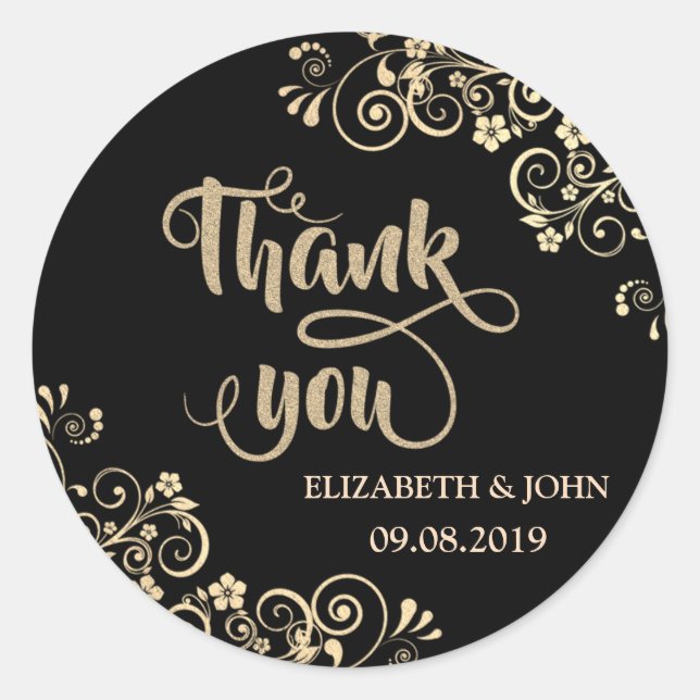 Elegant Chic Gold Flowers  Wedding Sticker (Front)