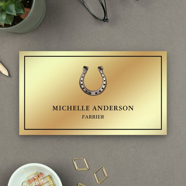 Elegant Chic Gold Foil Horseshoe Farrier Business Card (Creator Uploaded)