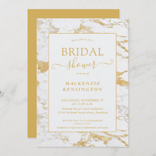 Elegant Chic Gold Foil Marble Bridal Shower Invitation