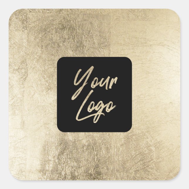 Elegant chic gold foil modern square add your logo sticker (Front)
