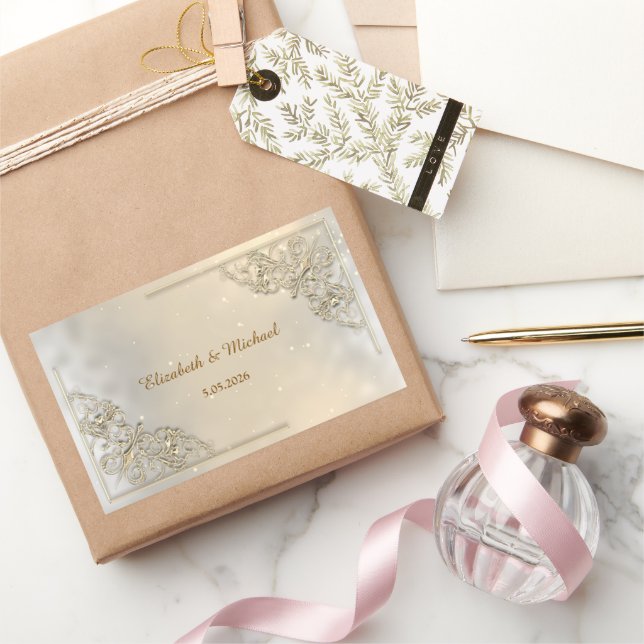 Elegant Chic Gold Frame  Thank You Rectangular Sticker (Gifting)