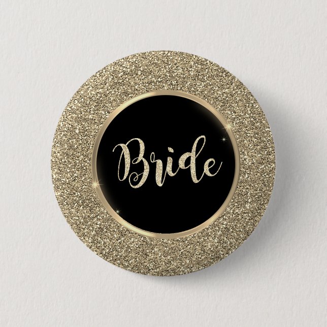 Elegant Chic Gold Glitter 6 Cm Round Badge (Front)