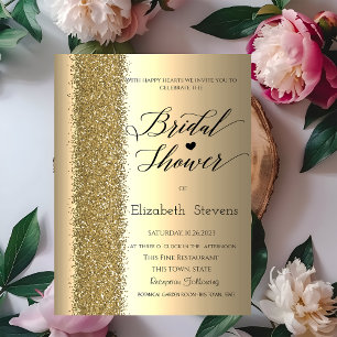 Elegant Chic Gold Glitter Script Bridal Shower  Invitation