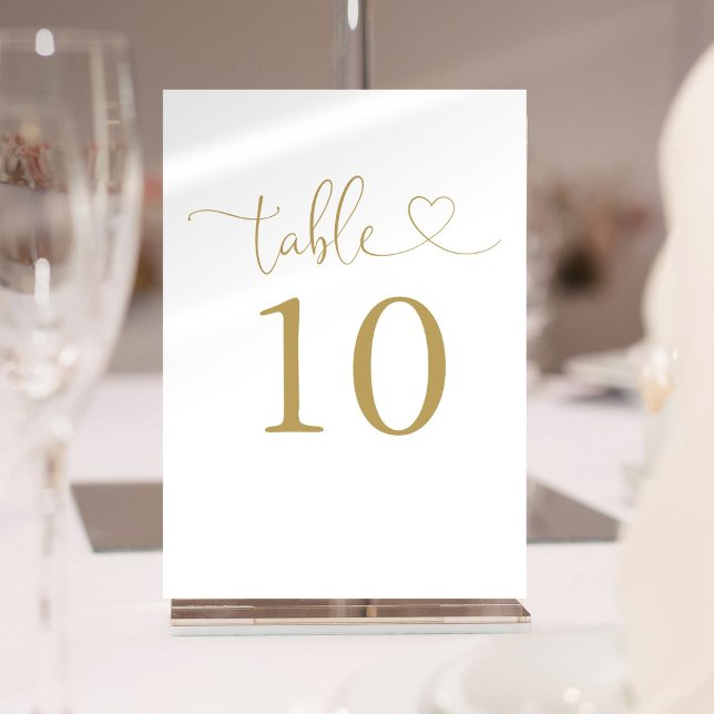 Elegant Chic Gold Heart Script Table Number (Elegant Chic Gold Heart Script Table Number)