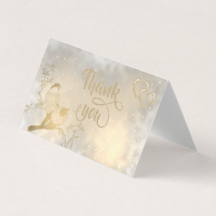 Elegant Chic Gold Hearts, Glittery Thank You Card