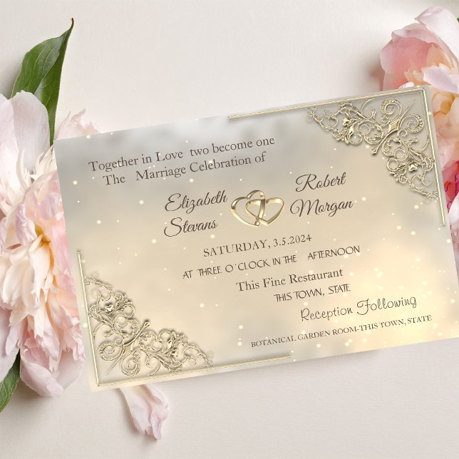 Elegant Chic Gold Hearts Wedding Invitation (Creator Uploaded)