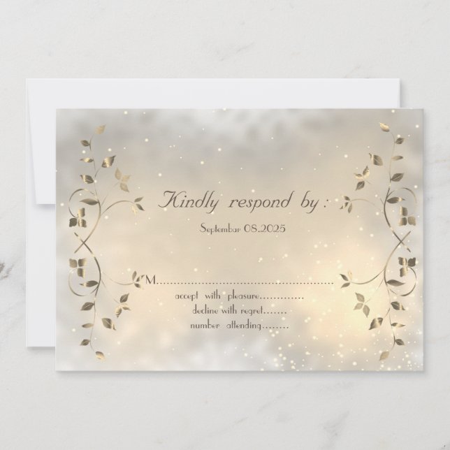 Elegant Chic Gold Leaves RSVP Card (Front)