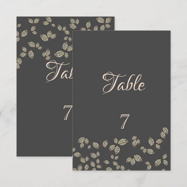 Elegant Chic Gold Leaves Table  Card (Front/Back)