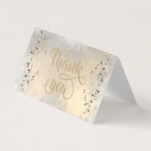 Elegant Chic Gold Leaves Thank You Card