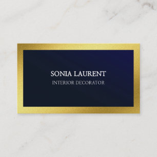 Elegant chic gold metallic navy blue minimalist  business card