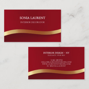 Elegant chic gold metallic Red minimalist   Business Card