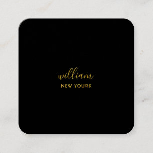 Elegant chic gold modern square minimalist black  square business card