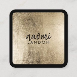 Elegant chic gold modern square minimalist black square business card
