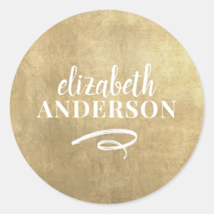 Elegant Chic Gold Modern Square Minimalist Classic Classic Round Sticker
