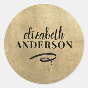 Elegant Chic Gold Modern Square Minimalist Classic Classic Round Sticker