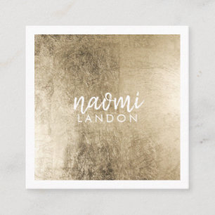 Elegant chic gold modern square minimalist white square business card