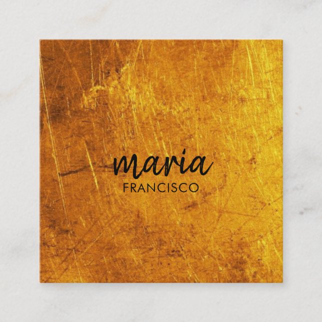 Elegant chic gold modern square minimalist white square business card (Front)