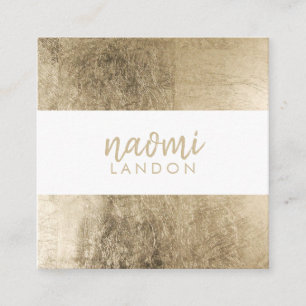 Elegant chic gold modern striped minimalist white square business card