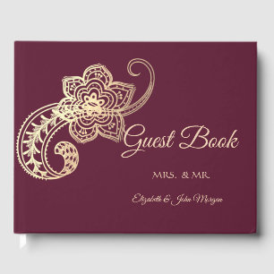 Elegant Chic Gold Paisley Guest Book