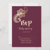 Elegant Chic Gold Paisley RSVP   