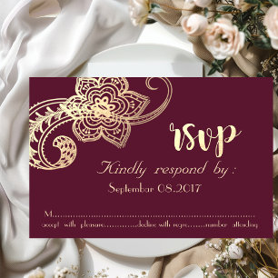 Elegant Chic Gold Paisley RSVP Invitation