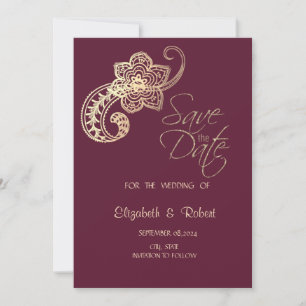 Elegant Chic Gold Paisley Stars Save The Save The Date