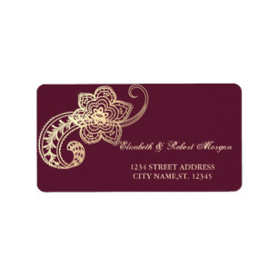 Elegant Chic Gold Paisley   Wedding Label