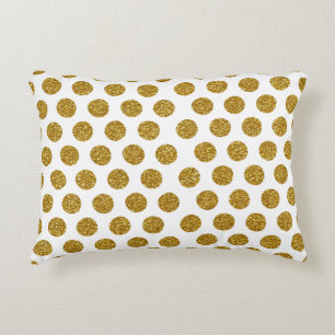 Elegant Chic Gold Polka Dots Glitter Photo Print Decorative Cushion