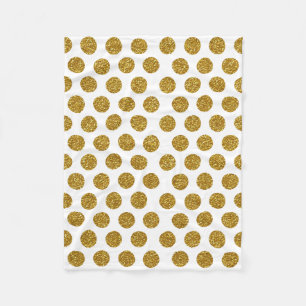 Elegant Chic Gold Polka Dots Glitter Photo Print Fleece Blanket