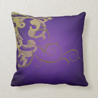 Elegant Chic Gold Scroll Purple Mojo Pillow
