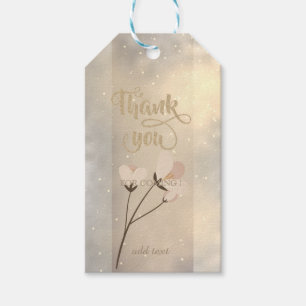 Elegant Chic ,Gold,Shiny,Flowers  Thank You Gift Tags
