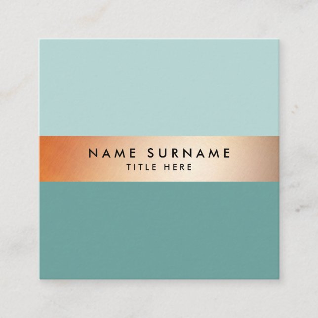 Elegant Chic Gold Stripe Calm Square Business Card (Front)