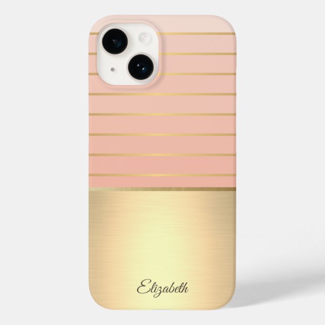Elegant Chic Gold Striped Case-Mate iPhone Case (Back)