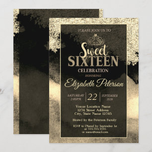 Elegant Chic Gold Tiara,Frame Sweet 16 Party Invitation