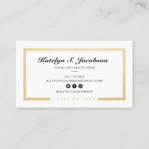 Elegant chic gold white graduation class of photo calling card