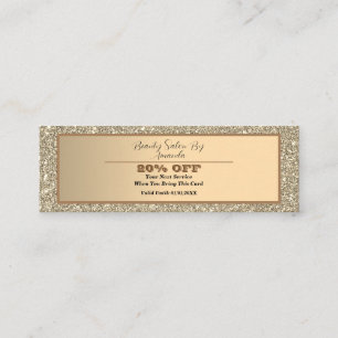 Elegant Chic Golden Foil Glittery Glam Discount  Mini Business Card