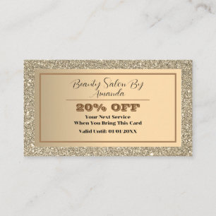 Elegant Chic Golden Foil Glittery Glamourous Salon Discount Card